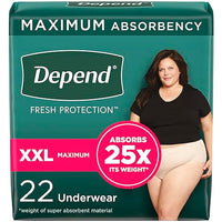 Depend Fresh Protection Adult Incontinence Underwear for Women (Formerly Depend Fit-Flex), Disposable, Maximum, Extra-Extra-Large, Blush, 22 Count, Packaging May Vary