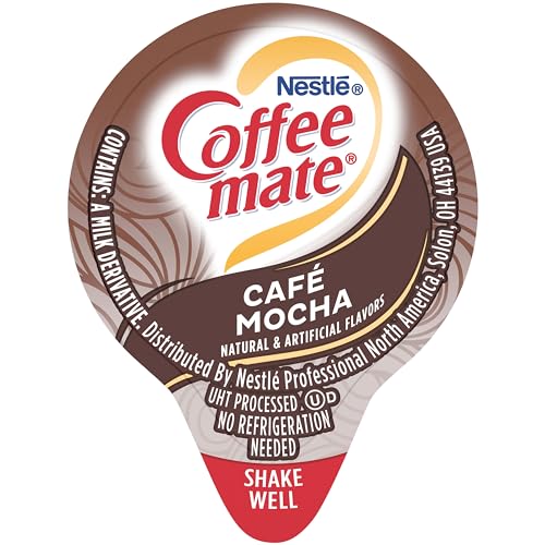 Nestle Coffee Mate Coffee Creamer, Cafe Mocha, Liquid Creamer Singles, Non Dairy, No Refrigeration, Box of 50 Singles (Pack of 4)