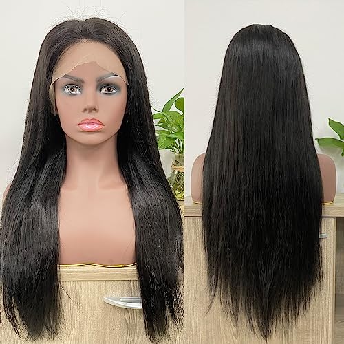 JOHLUA Glueless Wigs Human Hair Pre Plucked Bleached Knots 13x6 HD Transparent Lace Frontal Wigs for Women 150 Density Straight Lace Front Wigs Human Hair with Baby Hair (22 Inches)