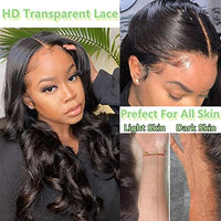 360 Body Wave Lace Front Wigs Human Hair Pre Plucked with Baby Hair 180% Density Full Lace Human Hair Wigs Brazilian Virgin Body HD Human Hair Lace Front Wigs for Women Natural Color 22Inch