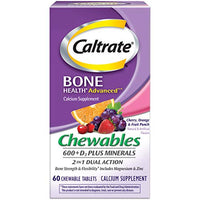 Caltrate Calcium & Vitamin D Plus Minerals, 600+D, Chewables, Orange & Fruit Punch, 60 ea (Pack of 3)