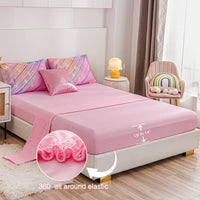 Btargot Super Soft 6 Pieces Gradient Star Ring Comforter Set, Colorful Glitter Rainbow Star Pattern Bedding Set for Boys Girls Teens,Twin Pink