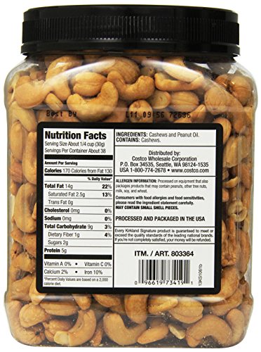 Kirkland Signature Kirkland Signature Unsalted Cashews, 2.5 Pound