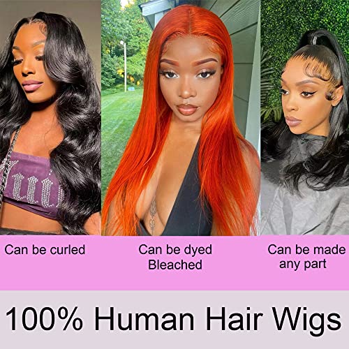 20 Inch Lace Front Wigs Human Hair 13x6 HD Transparent Lace Frontal Straight Human Hair Wigs Pre Plucked with Baby Hair Bleached Knots 180% Density Glueless Frontal Wigs Human Hair for Black Women