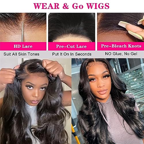 Wear and Go Glueless Lace Closure Wig for Beginners - 5x5 HD Lace, 180% Density Body Wave, Pre-Plucked and Pre-Cut - 26 Inch