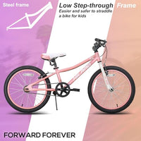 Hiland 20 Inch Kids Mountain Bike for Boys, Girls, Single Speed Kids Bicycles with V Brake and Kickstand Pink