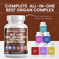 Grass Fed Beef Liver Capsules 3000mg - Premium Quality Beef Organs Supplement Packed with Desiccated Beef Liver, Beef Heart, Beef Spleen, Beef Pancreas Plus Bone and Marrow Dao Enzyme Pills - USA Made