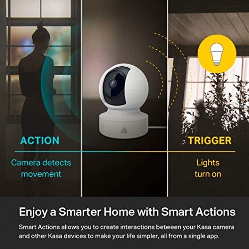 Kasa Indoor Pan/Tilt Smart Dog Security Camera, 1080p HD,2.4GHz with Night Vision,Motion Detection for Baby and Pet Monitor, Cloud & SD Card Storage, Works with Alexa& Google Home (EC70), White