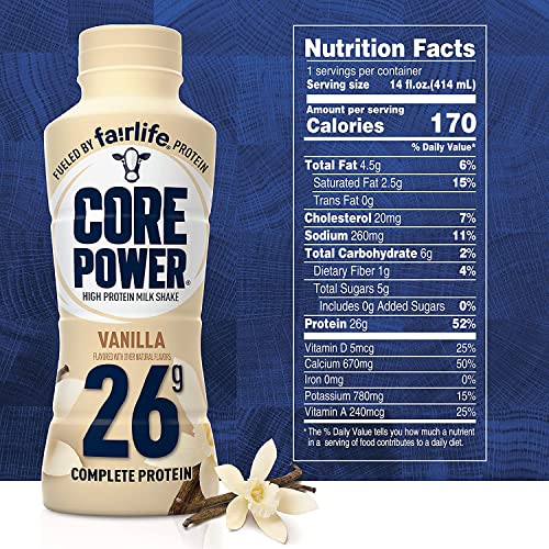 Veher Fairlife Core Power 26g Protein Liquid Milk Shakes Variety Pack, Ready To Drink for Workout Recovery, 14 Fl Oz (6 - Pack)