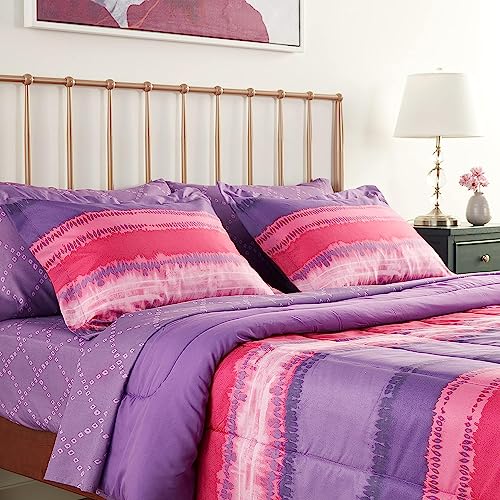 My Room Tie Dye Ultra Soft Microfiber Comforter Sheet Set, Multi-Colored, Full