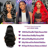 Body Wave Lace Front Wigs Human Hair 13x4 HD Lace Frontal Wigs Human Hair 26 Inch Glueless Wigs 180% Density Brazilian Virgin Human Hair Wigs For Black Women Pre Plucked With Baby Hair Natural Black