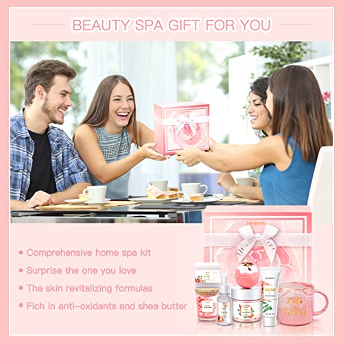 LUCOTIYA Birthday Gifts for Women Best Spa Gifts Baskets Box for Her Wife Mom Best Friend Mother Grandma Bday Bath and Body Kit Sets Self Care Present Beauty Products Package Rose Scent