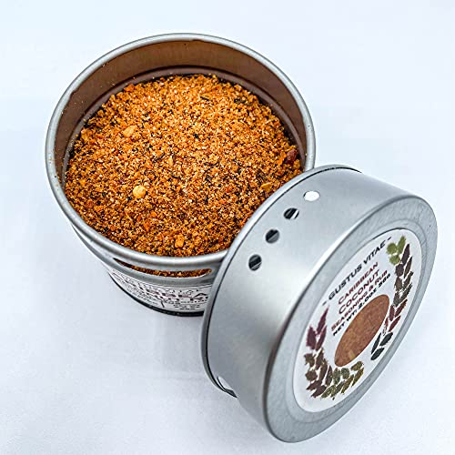 Caribbean Coconut Seasoning & Rub - Authentic Artisanal Gourmet Spice Mix - Non GMO- 2 oz - Small Batch - Magnetic Tin - Gustus Vitae