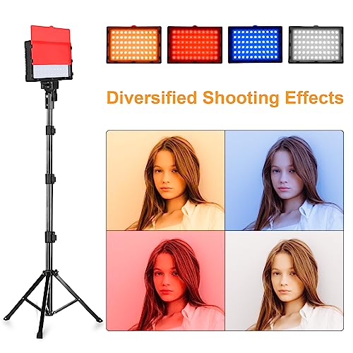 Emart Led Photo Fill Light Dimmable 5600k & Color Filter with 51inch Adjustable Stand, Portable Studio Lights for Photoshoot, Photography Video Lighting for Video Recording Streaming Filming