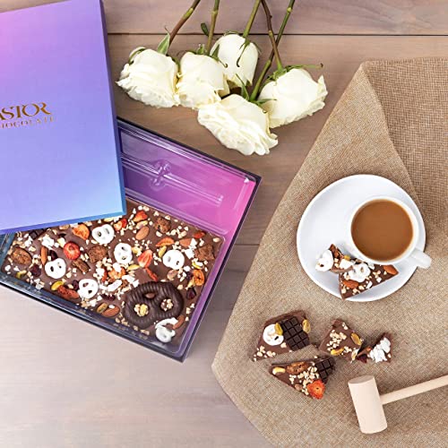 Astor Chocolate Christmas Day Party Family Fun Bark & Hammer Gift Set, Gourmet Candy Nuts Pretzels Fruits Brittle Basket, Holiday Prime Food Gifts Baskets Delivery Mom Him Her Men Women Love Ideas
