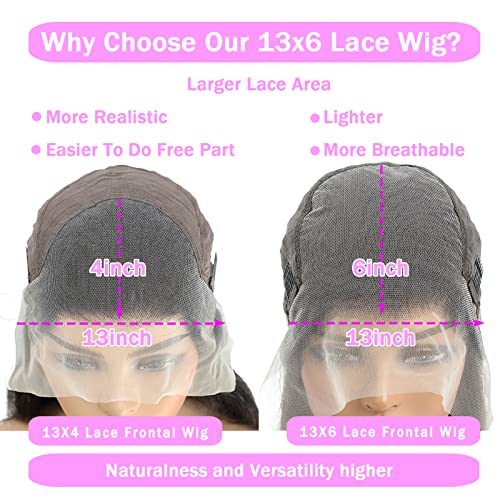 TTSMINS Straight Lace Front Wigs Human Hair 13x6 Lace Frontal Wigs for Women 180 Density HD Glueless Lace Front Wigs Human Hair Pre Plucked with Baby Hair Natural Black Color 20 Inch