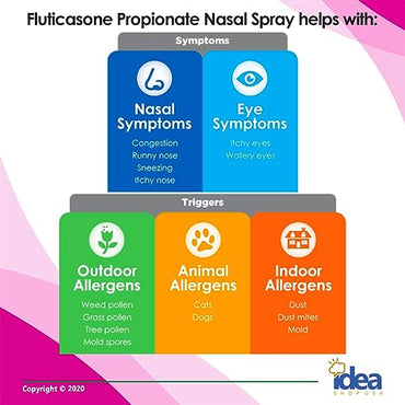 Kirkland Signature Aller-Flo Fluticasone Propionate (Glucocorticoid) 50 mcg, Nasal Allergy Spray (1 Bottle 144 Metered Sprays) Bundle with Exclusive "Allergy Relief" - Better Idea Guide