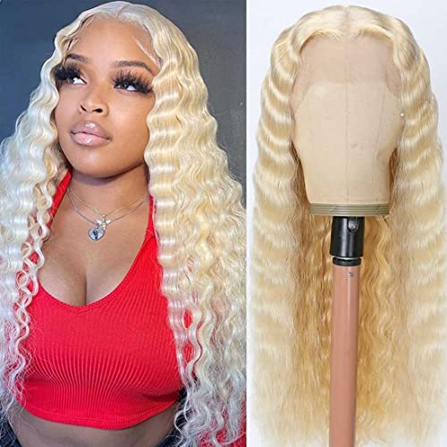 Beauty Forever #613 Blonde Lace Front Wig Loose Deep Wave 13x4 Transparent Lace Front Wig Human Hair Wigs for Women,Brazilian Remy Hair Lace Frontal Wig with Baby Hair 150% Density Pre Plucked 14inch