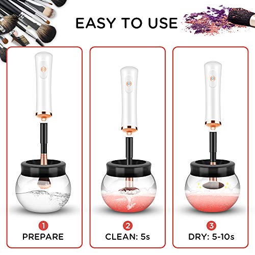 CICK Electric Makeup Brush Cleaner Dryer, Makeup Brush Cleaner Machine with 8 Rubber Collars, Wash and Dry in Seconds, Deep Cosmetic Brush Spinner for All Size Brushes