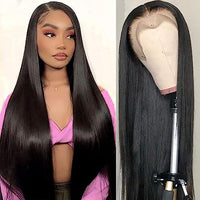 JOHLUA Glueless Wigs Human Hair Pre Plucked Bleached Knots 13x6 HD Transparent Lace Frontal Wigs for Women 150 Density Straight Lace Front Wigs Human Hair with Baby Hair (22 Inches)