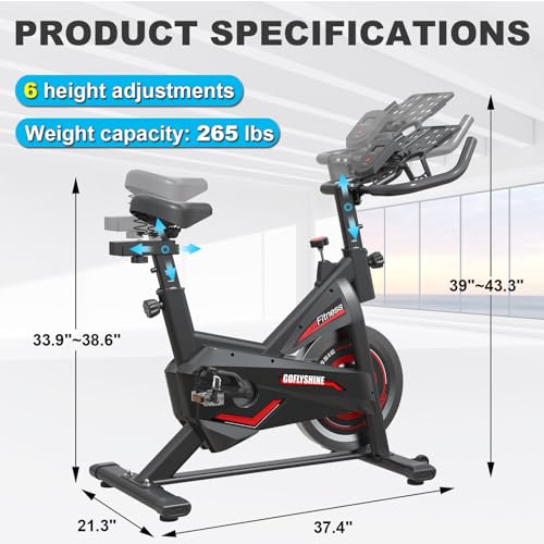 GOFLYSHINE Exercise Bikes Stationary,Exercise Bike for Home Indoor Cycling Bike for Home Cardio Gym,Workout Bike with Ipad Mount & LCD Monitor,Silent Belt Drive