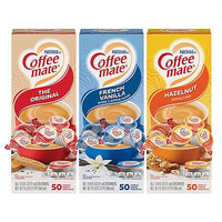 Nestle Coffee Mate Creamer Singles Variety Pack, Original, French Vanilla, Hazelnut, Non Dairy, No Refrigeration, 150 Count (Pack of 3)