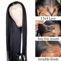 Straight Lace Front Wigs Human Hair 180% Density 13x4 HD Lace Front Wigs Human Hair for Black Women Transparent Lace Frontal Wig Pre Plucked with Baby Hair Glueless Virgin Hair Natural Color 22 inch…