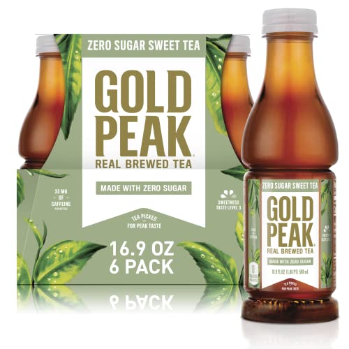 Gold Peak Zero Sugar Diet Iced Tea Drink, 16.9 fl oz, 6 Pack