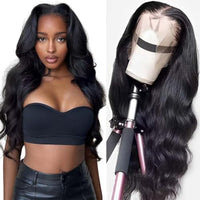 Vigriss Body Wave Lace Front Wigs Human Hair Pre Plucked Glueless Human Hair Wigs for Black Women 180% Density 13x4 HD Transparent Lace Front Wig Human Hair with Baby Hair Bleached Knots Wigs 18inch