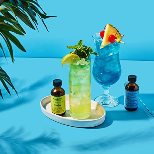 Thoughtfully Cocktails, Natural Cocktail Mixer Gift Set in Mini Glass Bottles, 15 Unique and Classic Drink Flavors Include Mojito, Passion Fruit, Peach and More, Set of 15 (NO Artificial Flavor)