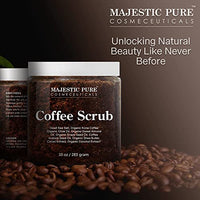 MAJESTIC PURE Arabica Coffee Scrub - All Natural Exfoliating Body Scrub for Skin Care, Stretch Marks, Acne & Cellulite, Reduce the Look of Spider Veins, Eczema, Age Spots & Varicose Veins - 10 Ounces