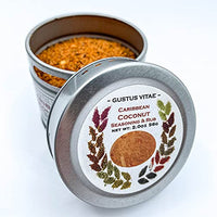 Caribbean Coconut Seasoning & Rub - Authentic Artisanal Gourmet Spice Mix - Non GMO- 2 oz - Small Batch - Magnetic Tin - Gustus Vitae