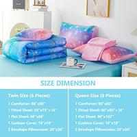 PERFEMET Purple Mermaid Comforter Set Twin 6 Pieces Rainbow Glitter Girls Bedding Set Colorful Ombre Bed in A Bag for Kids Teens Adults (Purple Pink, Twin Size)