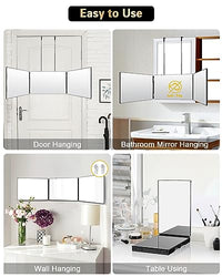 JUSRON 3 Way Mirror for Self Hair Cutting, 360 Trifold Barber Mirrors 3 Sided Makeup Mirror to See Back of Head, Used for Hair Coloring, Braiding, Good Gifts for Men Women (Without LED)
