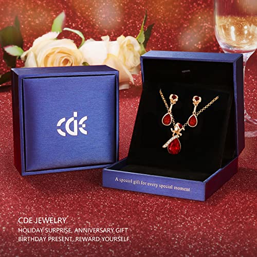 CDE Womens Necklace Set Rose Flower Jewelry Sets for Women Rose Gold Necklaces and Earrings Set Valentine's Day Mothers Day Jewelry Gift for Wife Mom Ladies
