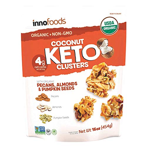 InnoFoods Coconut Keto Clusters with Organic Pecans, Almonds & Pumpkin Seeds Pack of 2