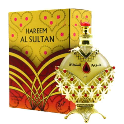 KHADLAJ PERFUMES Hareem Al Sultan Concentrated Perfume Oil Gold for Women, 1.18 Ounce (Floral,Fresh,Sandalwood)