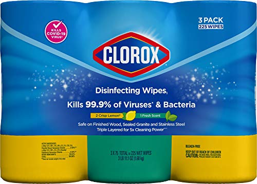 Clorox Disinfecting Wipes Value Pack, Cleaning Wipes, Bleach Free, 75 Count Each, Pack of 3 (Package May Vary)