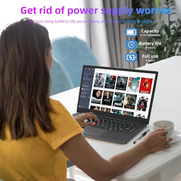 Laptop 15.6 Inch 4GB DDR 192G Memory, Windows 11 with Intel N3450 Up to 2.2 GHz, HD IPS Display, Thin & Light Notebook PC, USB3.0, Mini HDMI, 10000mAh Battery,WPS Built-in