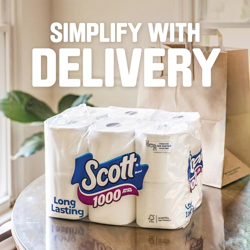 Scott 1000 Toilet Paper, 32 Rolls, Septic-Safe, 1-Ply Toilet Tissue