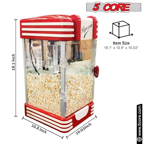 5 Core Popcorn Machine Popcorn Maker Machine used in Home Movie Theater Style Popcorn Popper 4 Oz Antique 300 Watts Big Grande Size POP 850