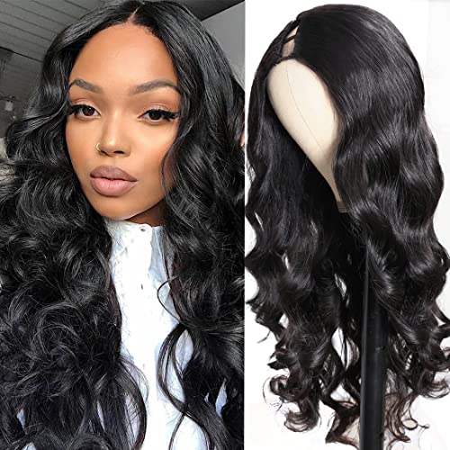 UNICE Hair 12A Body Wave U Part Wig Glueless Human Hair Wigs for Women Brazilian Remy Human Hair Upart Wig Beginner Friendly No Glue No Sew In 180% Density Natural Color (12inch)