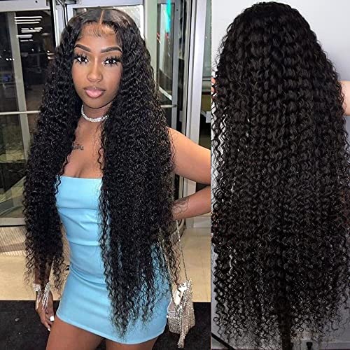 Deep Wave Lace Front Wig Human Hair 13x4 Curly Lace Frontal Wigs for Black Women Water Wave Wig Human Hair Pre Plucked with Baby Hair 180 Density Kinky Curly Wet and Wavy Glueless Wigs