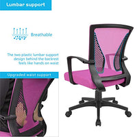 Furmax Office Chair Mid Back Swivel Lumbar Support Desk Chair, Computer Ergonomic Mesh Chair with Armrest (Pink)