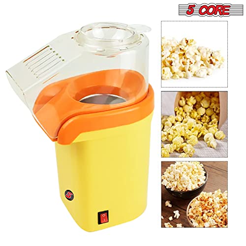 5 Core Hot Air Popcorn Popper 1200W Electric Popcorn Machine Kernel Corn Maker, Bpa Free, 16 Cups, 95% Popping Rate, 3 Minutes Fast, No Oil Healthy Snack for Kids Adults, Home, Party & Gift POP Y