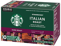 Starbucks Coffee K-Cup Pods, Italian Roast Coffee, Dark Roast, 100% Ground Arabica Coffee, Keurig Genuine K-Cup Pods, 10 CT K-Cups Per Box (Pack of 2 Boxes)