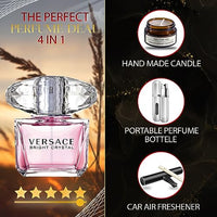Bright Crystal Perfume for Women- Women's Fragrances - Gift Set Pack With Lavender Soy Candle, Car Air Fresheners, and Empty Travel Perfume Atomizer
