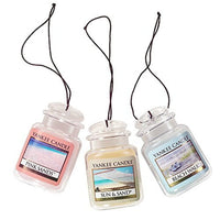 Yankee Candle Car Air Fresheners, Hanging Car Jar® Ultimate 3-Pack, Neutralizes Odors Up To 30 Days, Includes: 1 Beach Walk, 1 Pink Sands, and 1 Sun and Sand (Pack of 3)