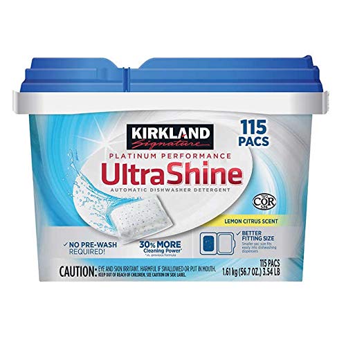 Kirkland Signature Platinum Performance UltraShine Automatic Dishwasher Detergent Pacs - 1 Box (115-Pacs)