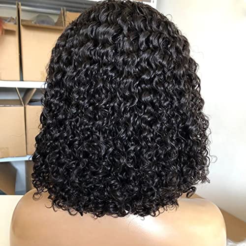 Beauty Forever Water Wave V Part Wig Human Hair Bob With Clips No Leave out Lace Front Wigs For Women, 10A Grade Bob V Part Wig Upgraded U Part Wig No Glue No Gel Beginner Friendly 150% Density Natural Color 10 Inch